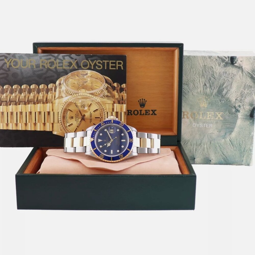 MINT Mens Rolex Submariner Two Tone Dial Watch Box Paper